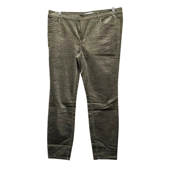 Loft Olive Green Modern Skinny Corduroy Pants Size 14 - Picture 1 of 9